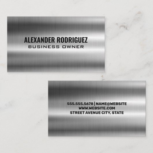 Shiny Silver Metallic Visitenkarte (Vorne/Hinten)