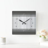 Shiny Silver Modern Geometric Mechanical Custom Quadratische Wanduhr (Zuhause)