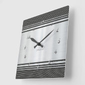 Shiny Silver Modern Geometric Mechanical Custom Quadratische Wanduhr (Winkel)