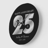 Shiny Silver Numbers Große Wanduhr (Winkel)