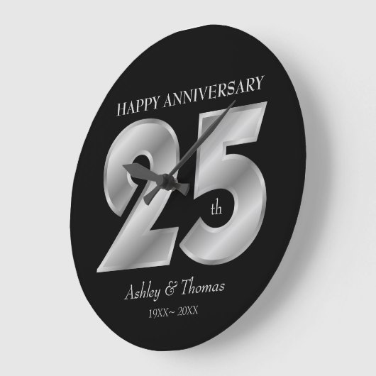 Shiny Silver Numbers Große Wanduhr (Winkel)