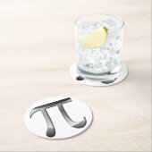 Shiny Silver Pi Symbol Runder Pappuntersetzer (Vor Ort)