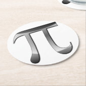 Shiny Silver Pi Symbol Runder Pappuntersetzer (Angewinkelt)