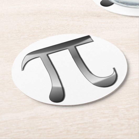 Shiny Silver Pi Symbol Runder Pappuntersetzer (Angewinkelt)