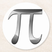 Shiny Silver Pi Symbol Runder Pappuntersetzer (Vorderseite)