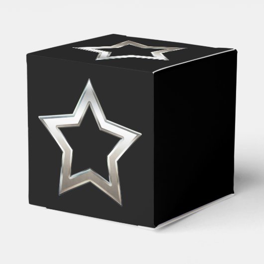 Shiny Silver Star Shape Outline Digital Design Geschenkschachtel (Rückseite)