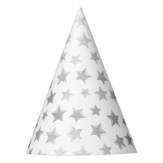 Shiny Silver Stars 2 Party Hut Partyhütchen