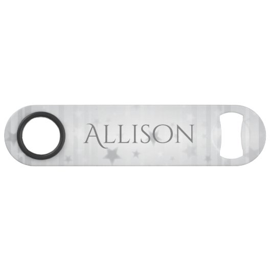 Shiny Silver Stars Personalisiert Bottle Opener Speed Flaschenöffner (Vorderseite (Horizontal))