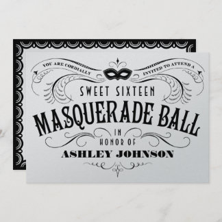 Shiny Silver Sweet 16 Masquerade Ball Einladungen