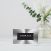 Shiny Silver Tones aus rostfreiem Stahl Look Visitenkarte (Stehend Vorderseite)