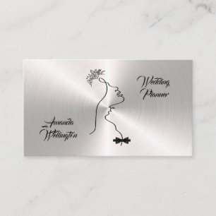 Shiny Silver Wedding Event Planner Business Card Visitenkarte