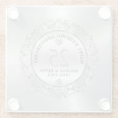 Shiny Silver Wirbel Circle Frame 25. Hochzeit Glasuntersetzer (Rückseite)