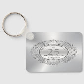 Shiny Silver Wirbel Circle Frame 25. Hochzeit Schlüsselanhänger (Rückseite)