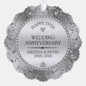 Shiny Silver Wirbel Rahmen 25. Hochzeit Ornament Karte (Rückseite)