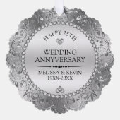 Shiny Silver Wirbel Rahmen 25. Hochzeit Ornament Karte (Vorderseite)