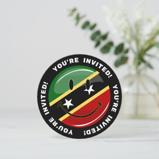 Shiny Smiling St. Kitts und Nevis Flag Einladung (Stehend Vorderseite)