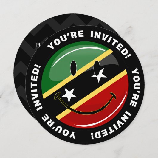 Shiny Smiling St. Kitts und Nevis Flag Einladung (Vorne/Hinten)
