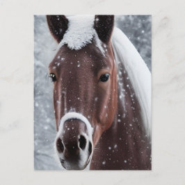Shiny Smooth Glass Look for Horse Feiertagspostkarte
