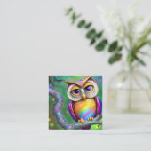 Shiny Smooth Glass Look for Owl Quadratische Visitenkarte (Stehend Vorderseite)