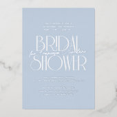 Shiny Something Blue | Modernes, florales Brautpar Folieneinladung (Vorderseite)