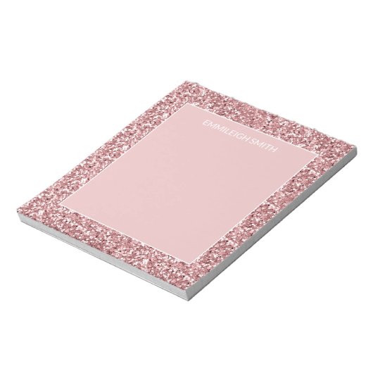 Shiny Sparkle Pink Glitzer Name Notepad Notizblock (Rotiert)