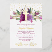 Shiny Sparkling Amethyst Cross Baptisse Folieneinladung (Vorderseite)