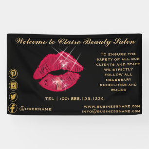 Shiny Sparkling Red Lips Willkommen Banner