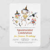 Shiny Spooktacular Halloween Ghost Birthday Party Folieneinladung (Vorderseite)