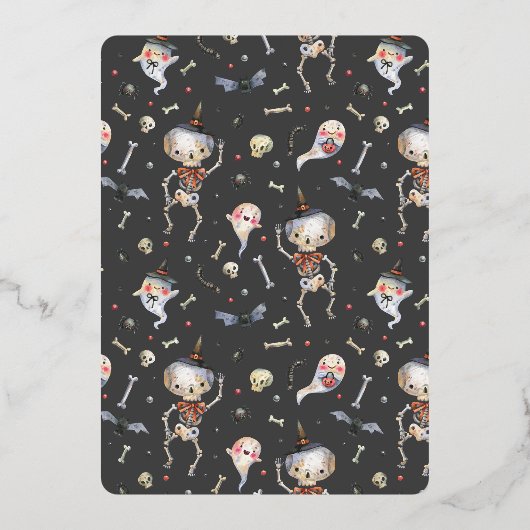 Shiny Spooktacular Halloween Ghost Birthday Party Folieneinladung (Rückseite)