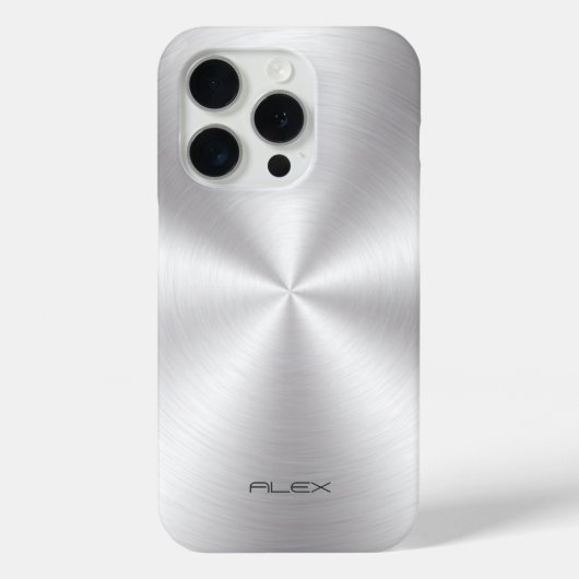 Shiny Stainless Steel Metalli Look- Monogram Case-Mate iPhone Hülle (Rückseite)