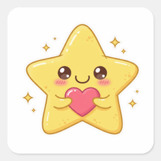 Shiny Star – Cute Love Energy Quadratischer Aufkleber