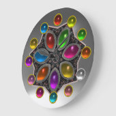 SHINY STAR MIT FARBEN GEMSTONES Grauweiß Große Wanduhr (Winkel)