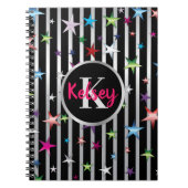 Shiny Stars auf schwarzen und silbernen Streifen m Notizblock (Vorderseite)