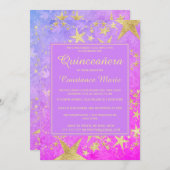 Shiny Stars Quinceanera Einladung (Vorne/Hinten)