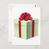 Shiny Striped Geschenk/Gegenwart mit Red Bow Ribbo Postkarte (Vorne/Hinten)