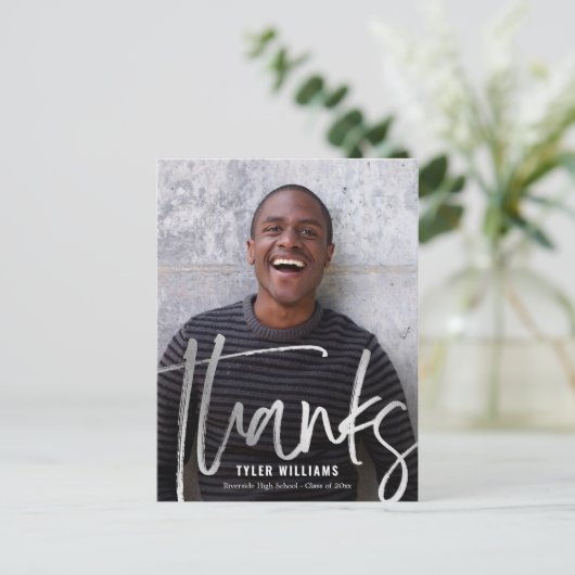 Shiny Strokes Moderner Abschluss Danke Postcard Postkarte (Stehend Vorderseite)