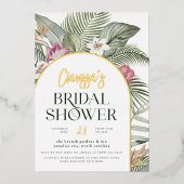 Shiny Tropical Floral Arch Modernes Brautparty Folieneinladung (Vorderseite)
