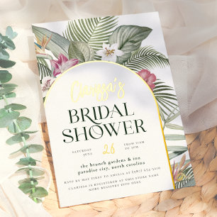 Shiny Tropical Floral Arch Modernes Brautparty Folieneinladung