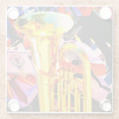 Shiny Tuba Slanted Perspective Brass Band Glasuntersetzer (Rückseite)