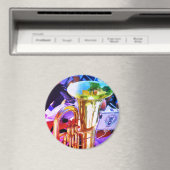 Shiny Tuba Slanted Perspective Brass Band Magnet (In Situ (Geschirrspüler))