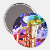 Shiny Tuba Slanted Perspective Brass Band Magnet (Vorderseite/Rückseite)