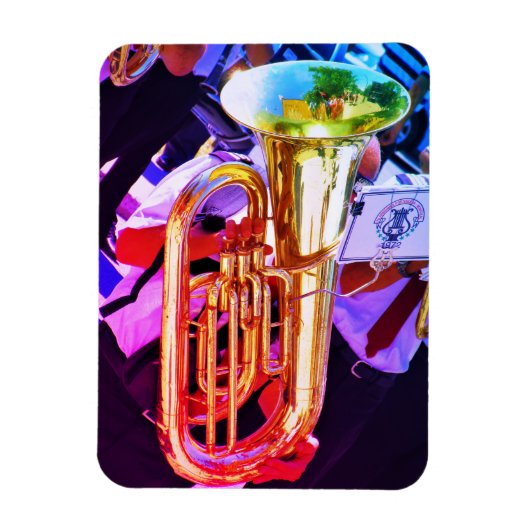 Shiny Tuba Slanted Perspective Brass Band Magnet (Vertikal)