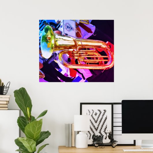 Shiny Tuba Slanted Perspective Brass Band Poster (Heimbüro)