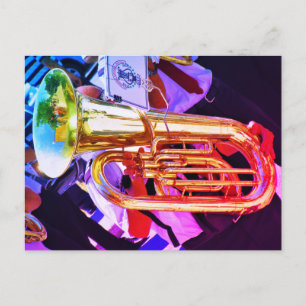 Shiny Tuba Slanted Perspective Brass Band Postkarte