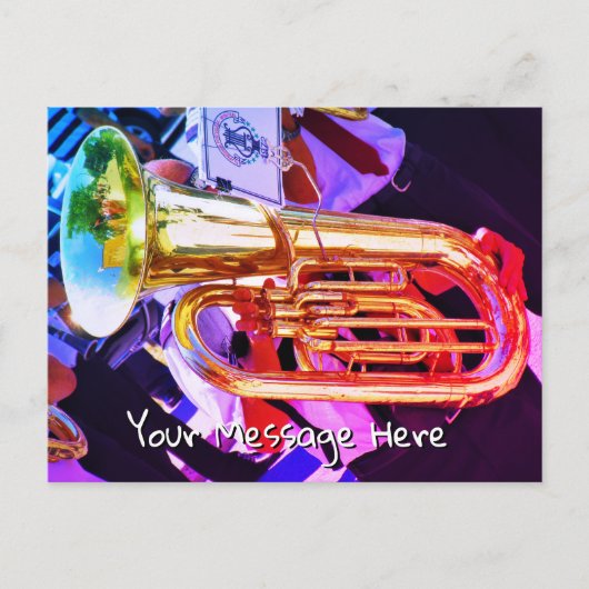 Shiny Tuba Slanted Perspective Brass Band Postkarte (Vorderseite)