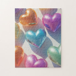 Shiny Valentine Herzen in Pastelltönen vertikal Puzzle