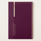 Shiny Vintage Burgundy Wine & Gold Non Dated Planer (Rückseite)