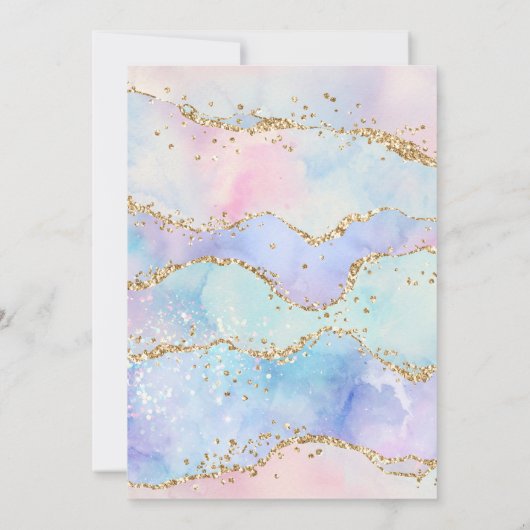 Shiny Watercolor Glitzer Lila Girls Babydusche Einladung (Rückseite)