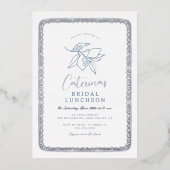 Shiny Whimsical Hand Drawn Lemon Bridal Shower Folieneinladung (Vorderseite)