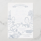 Shiny Whimsical Hand Illustriert Brautparty Folieneinladung (Vorderseite)